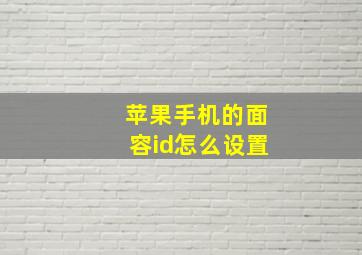 苹果手机的面容id怎么设置