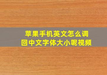 苹果手机英文怎么调回中文字体大小呢视频