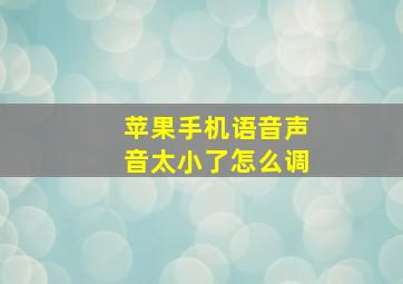 苹果手机语音声音太小了怎么调