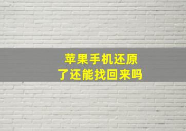 苹果手机还原了还能找回来吗