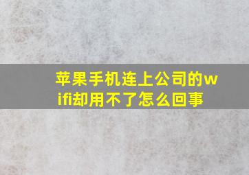 苹果手机连上公司的wifi却用不了怎么回事