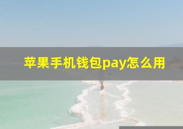 苹果手机钱包pay怎么用