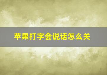 苹果打字会说话怎么关