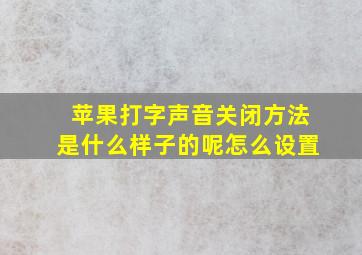 苹果打字声音关闭方法是什么样子的呢怎么设置