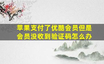 苹果支付了优酷会员但是会员没收到验证码怎么办