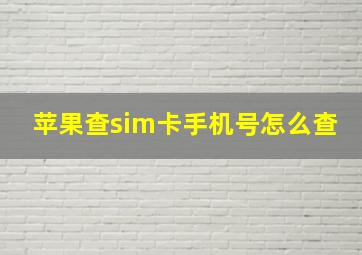 苹果查sim卡手机号怎么查