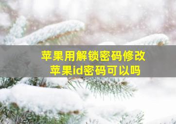 苹果用解锁密码修改苹果id密码可以吗