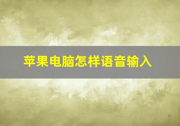 苹果电脑怎样语音输入