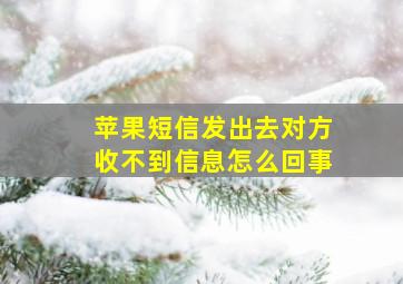 苹果短信发出去对方收不到信息怎么回事