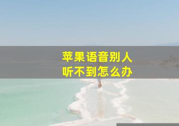 苹果语音别人听不到怎么办