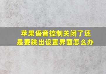 苹果语音控制关闭了还是要跳出设置界面怎么办