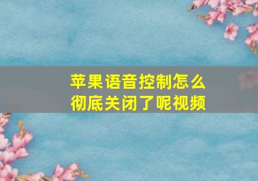 苹果语音控制怎么彻底关闭了呢视频