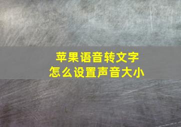 苹果语音转文字怎么设置声音大小