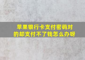 苹果银行卡支付密码对的却支付不了钱怎么办呀