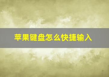 苹果键盘怎么快捷输入