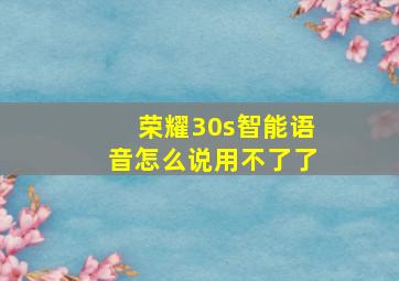 荣耀30s智能语音怎么说用不了了