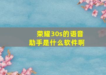 荣耀30s的语音助手是什么软件啊