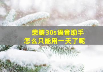 荣耀30s语音助手怎么只能用一天了呢