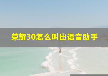 荣耀30怎么叫出语音助手