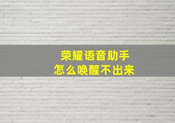 荣耀语音助手怎么唤醒不出来