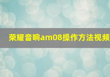 荣耀音响am08操作方法视频