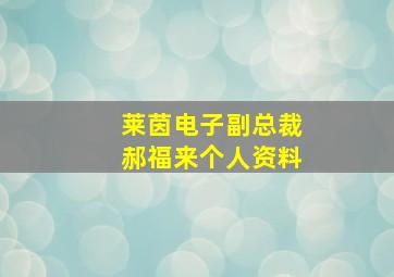 莱茵电子副总裁郝福来个人资料