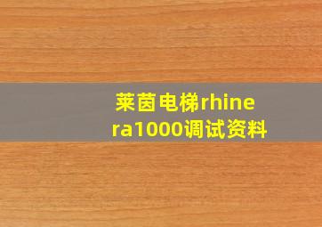 莱茵电梯rhinera1000调试资料