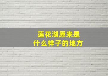 莲花湖原来是什么样子的地方