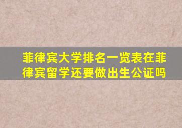 菲律宾大学排名一览表在菲律宾留学还要做出生公证吗