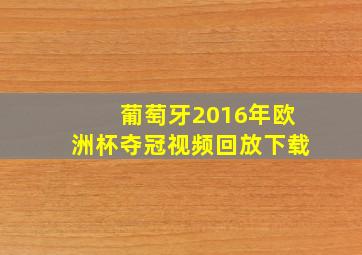 葡萄牙2016年欧洲杯夺冠视频回放下载