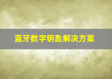 蓝牙数字钥匙解决方案