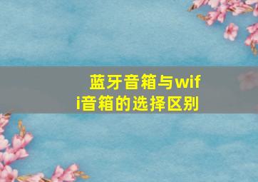 蓝牙音箱与wifi音箱的选择区别