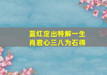 蓝红定出特解一生肖君心三八为石得