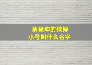 蔡徐坤的微博小号叫什么名字