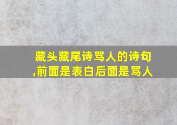 藏头藏尾诗骂人的诗句,前面是表白后面是骂人