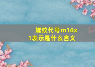 螺纹代号m16x1表示是什么含义