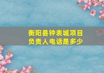 衡阳县钟表城项目负责人电话是多少