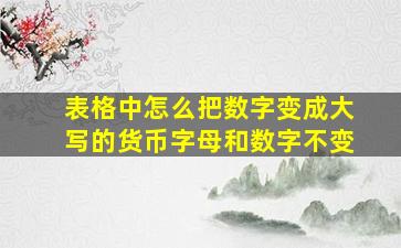 表格中怎么把数字变成大写的货币字母和数字不变