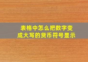 表格中怎么把数字变成大写的货币符号显示