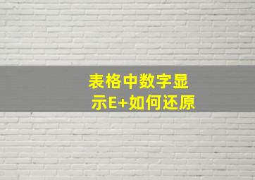 表格中数字显示E+如何还原