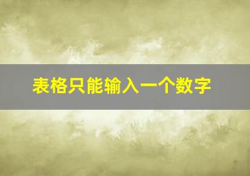 表格只能输入一个数字