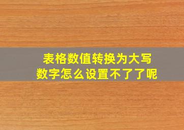 表格数值转换为大写数字怎么设置不了了呢