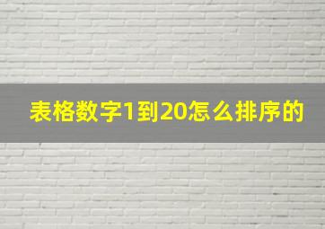 表格数字1到20怎么排序的