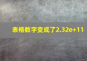 表格数字变成了2.32e+11