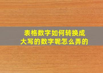 表格数字如何转换成大写的数字呢怎么弄的