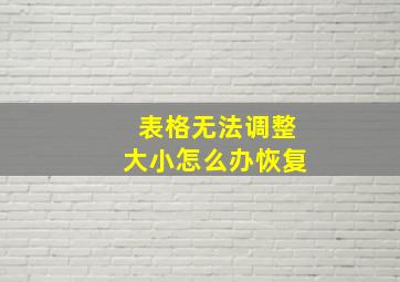 表格无法调整大小怎么办恢复