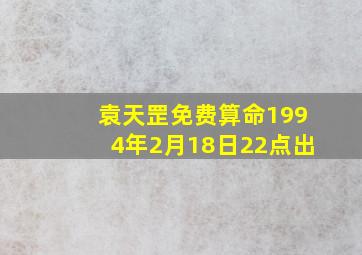 袁天罡免费算命1994年2月18日22点出