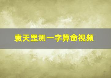 袁天罡测一字算命视频