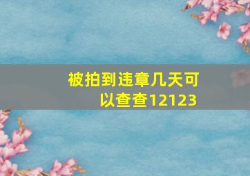 被拍到违章几天可以查查12123