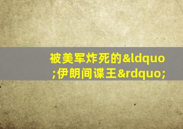 被美军炸死的“伊朗间谍王”